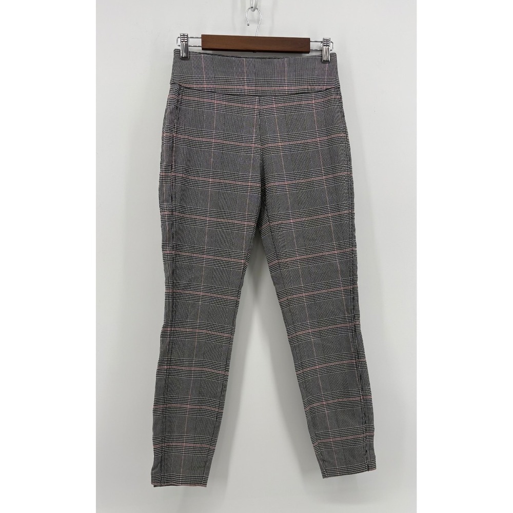 7th Avenue New York & Co Pants Womens Small Gray Red Plaid Stretch Tapered Ankle